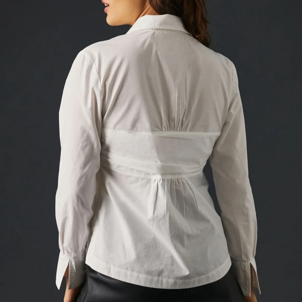 *Anthropologie Maeve Poplin Buttondown Blouse